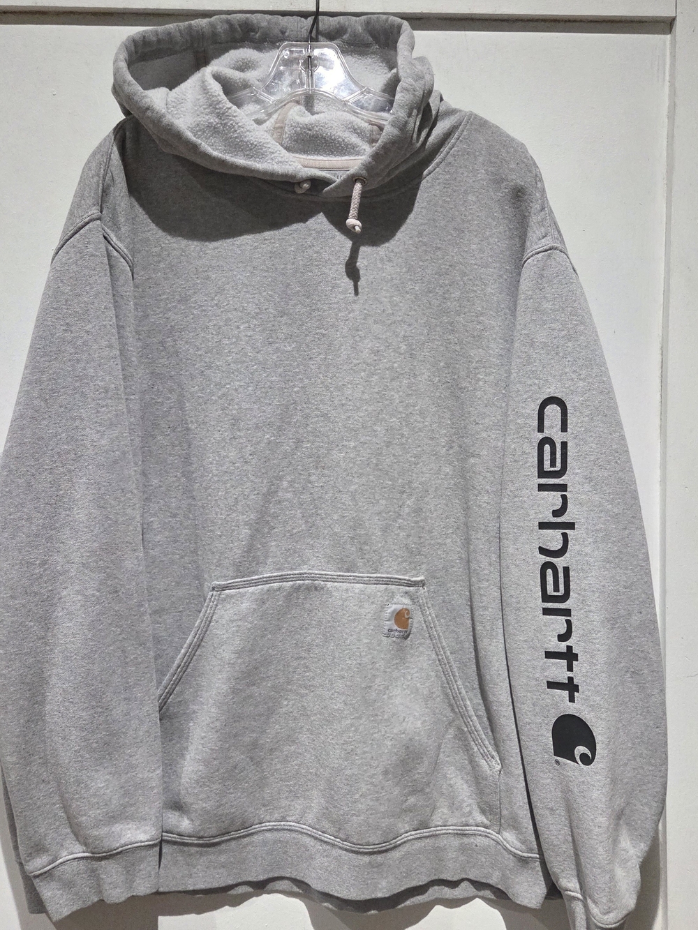 Carhartt Gray Pullover Hoodie with Logo Sleeve